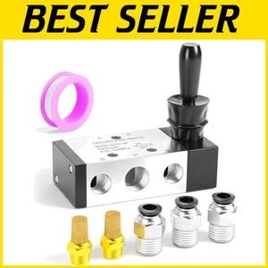 5-Way 2-Position Pneumatic Valve with Manual Control and Spring Reset - 1/4" NPT - Picture 1 of 10