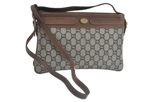 Authentic GUCCI Shoulder Cross Body Bag Purse GG Plus PVC Leather Brown L2801 - Picture 1 of 10