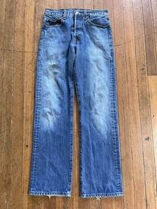 Jeans Vintage Levis 501 29x32 Blu Bottone Fly Distressed - Foto 1 di 7