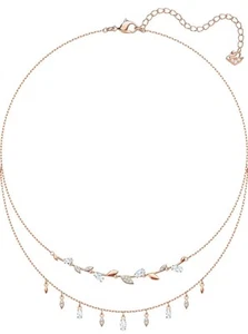 Swarovski Mayfly Necklace Double Layered Leaves Foliage ROS Crystal 5410412 - Picture 1 of 11