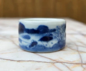 Chinese Antique Porcelain Bird Cage Feeder Qing c19th Blue & White - Picture 1 of 10