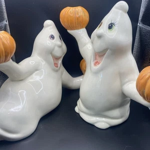 Vintage Halloween Keramik Geist Kerzenhalter - Bild 1 von 23
