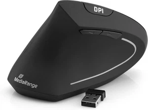 Ergonomiczna mysz bezprzewodowa MediaRange dla leworęcznych, 6 przycisków, 1600 dpi, czarna B- - Zdjęcie 1 z 5