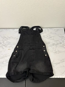 NOBO No Boundaries Denim Bib Skater Overalls Junior M 7-9 Black Distressed J2 - Picture 1 of 8