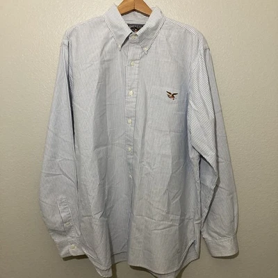 Camisa American Living Hombre XL Azul Rayas Manga Larga Abotonada Bordada Águila Foto 1 de 4