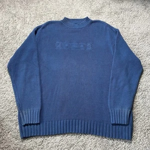 Vintage Nike Air Jordan Two 3 Sweater Mens 2XL Blue Y2k Knit Mock Neck Jumpman - Picture 1 of 10