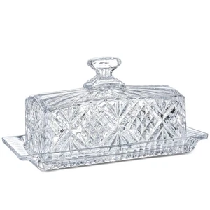Crystal Covered Butter Dish,8inch Classic Glass 2-Piece Design Butter Keeper ... - Picture 1 of 8