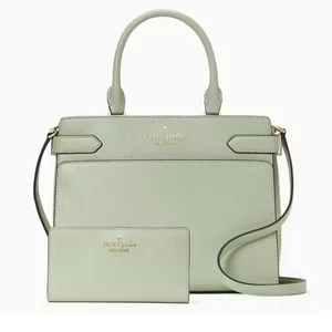 Kate Spade Medium Staci Sage Tasche mit Umhängegurt & kompakter faltbarer Geldbörse Set - Bild 1 von 11