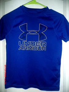 BOY'S UNDER ARMOUR BLUE SHORT SLEEVE SHIRT~YOUTH SIZE MEDIUM - Picture 1 of 2