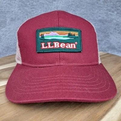LL Bean Hat Cap Mens Snapback Maroon Mesh Trucker Ripstop Katahdin Logo Hiking - Изображение 1 из 4