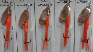 5 X 21g SEÑUELOS DE OJO DE FUEGO VOLANTE C GIRATORIO HOJA NARANJA/COBRE, FEFC02-5003-21OC - Imagen 1 de 1