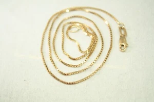 100% Genuine 9K Solid Yellow Gold Box Link Necklace Chain 40cm Parrot Clasp. NEW - Picture 1 of 9