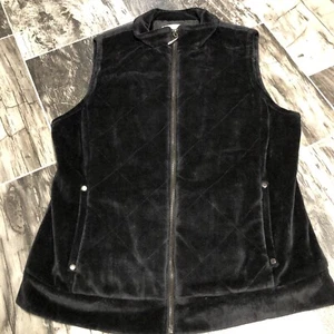 Liz Claiborne Vintage Quilted Microfiber Soft Zip Up Vest Black Woman’s Size M - Picture 1 of 6