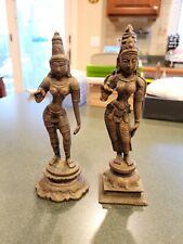 LOT OF 2 19th Century Bronze HINDU Deity Sculptures 6 1/4” X 2” X 2”