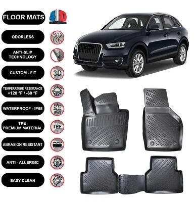 Alfombrillas forro para Audi Q3 (2011-2018) impermeables moldeadas en 3D 4 un. Foto 1 de 4