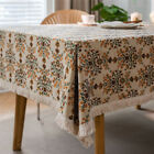 Vintage Print Tablecloth Dining Kitchen Rectangle Table Cloth Tassel Table Cover