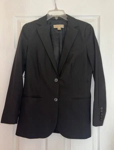 Michael Michael Kors Women Black Blazer Long Sleeves 2 Button Up Pockets Size 4 - Picture 1 of 8