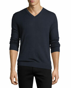 Burberry Randolf Mens V Neck Sweater Long Sleeves Sz: XL Cashmere Black 