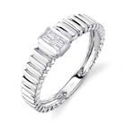 14K White Gold Baguette Diamond Rippled Ring Channel Set Statement Natural