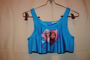 Girls DISNEY Frozen Themed Turquoise Swimsuit Top Size L NWOT UPF 50+ - Picture 1 of 3