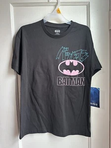 DC Comics Batman Kids T Shirt Black SZ L And M Black With Pink And Blue Design - Picture 1 of 1