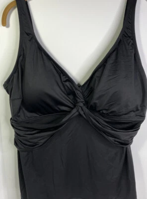 Traje de baño para mujer Apt 9 22W Plus sujetador acolchado correas ajustables negro acanalado Foto 1 de 4