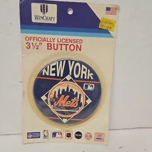 Vintage New on Card New York Mets Baseball Official MLB 3 1/2 In Button Pin USA - Picture 1 of 15