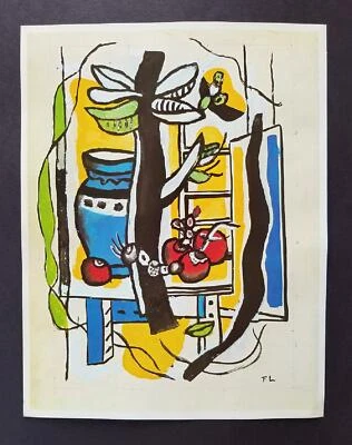 Fernand Leger "Naturaleza muerta con fruta" montado offset color litografía 1971 Foto 1 de 4