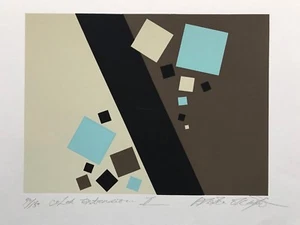 Serigrafía Modernista Impresión Atsuko Okamoto Contemporánea GEOMÉTRICA ABSTRACTA Arte Pop - Imagen 1 de 4