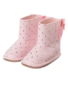GYMBOREE GIRL PALE PINK COZY FAIRY TALE BOW GLITTER BOOTS SHOES 9 NWOT $47 - Picture 1 of 1