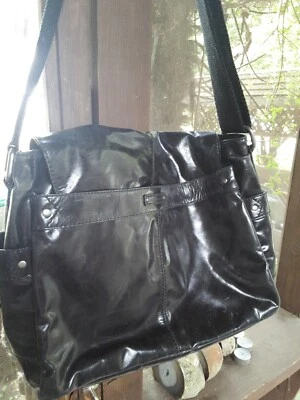 Black Patent Leather Fossil Messenger Bag Vintage - Image 1 of 4