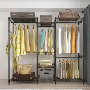 NEW Heavy Duty Freestanding Wire Clothes Rack Closet Clothes Organizer Steel - Picture 1 of 7