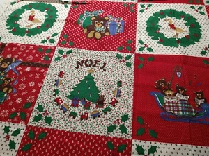 Vintage Wamsutta Cheaters Quilt Christmas Wreath Bears Tree Train Goose Squares - Picture 1 of 6