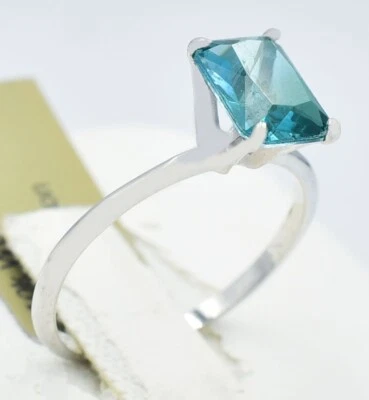 GENUINE 2.85 Cts BLUE ZIRCON SOLITAIRE RING 10k WHITE GOLD - Free Appraisal - Image 1 of 4