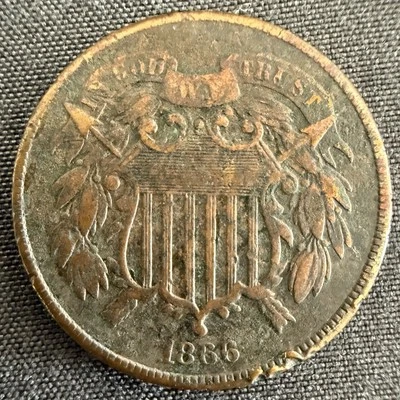 1866 United States Two Cent Piece - Union Shield Series - VF? Condition - Image 1 of 4