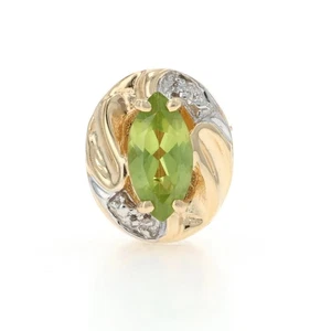 Yellow Gold Peridot Diamond Slide Charm Slide Charm - 14k Marquise 3.00ct - Picture 1 of 7