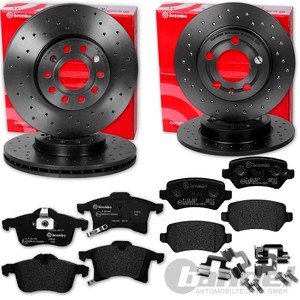brembo perforated brake discs + front + rear pads suitable for Opel Astra H