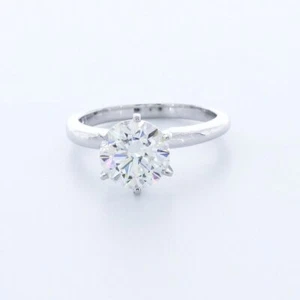 2.0CT AGI Natural Diamond E/SI1 Round Cut Platinum Prong Classic Engagement Ring - Picture 1 of 7