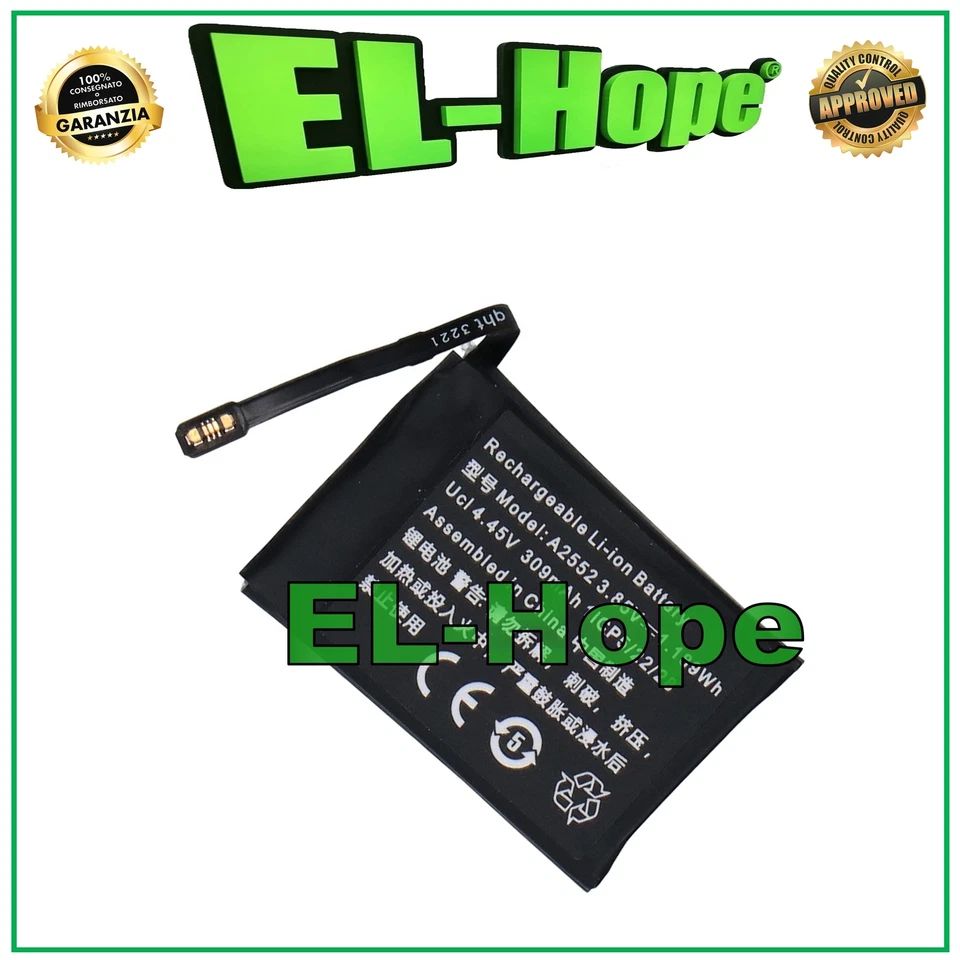 BATTERIA A2552 PER APPLE WATCH SERIE 7 GENERAZIONE 45 mm 309 mAh PARI ORIGINALE - Immagine 1 di 1