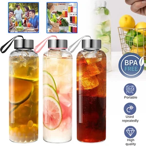 3x Glas Wasserflasche Trinkflasche Getränkeflasche Glasflasche Glastrinkflasche - Bild 1 von 12