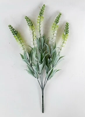 (2 piezas) Flor de seda blanca lavanda 16" relleno plástico spray arreglo floral Foto 1 de 4