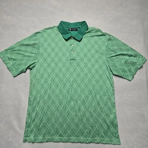 Oxford Golf Men's XL Green Harlequin Lattice Argyle Diamond Pattern Polo Shirt - Picture 1 of 10