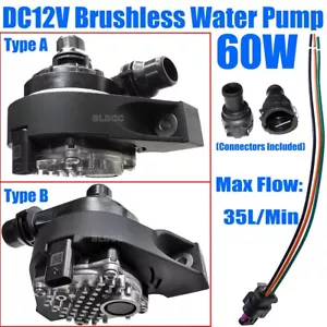 Bomba de refrigerante de agua eléctrica auxiliar sin escobillas universal para automóvil 12V voltios 60W - Imagen 1 de 20