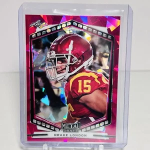 Drake London 2022 Leaf Metal Draft Purple Cracked Ice RC #B-DL1 - Picture 1 of 2