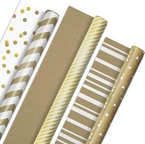 Hallmark Reversible Gift Wrap All Occasion Mixed Bundle of 3 Christmas 75sqft