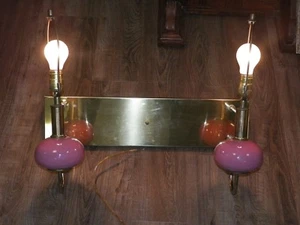 Vintage Mid-Century Modern Pink Double Light Wall Lamp 3 Way Switch Twin Beds  - Picture 1 of 9
