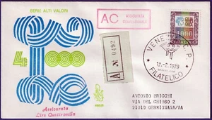 1979 - FDC Venetia - Alti Valori L.4000 - Viaggiata per assicurata - n.460It - Bild 1 von 2