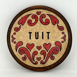 Vintage Kitchy Country A Round TUIT Get Around To It Wood Wall Decor Plaque 9" - Picture 1 of 6