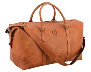 Genuine Buffalo Leather Travel Duffel Bag - Premium Luggage for Men - Picture 1 of 11