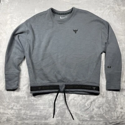 安德玛运动衫女式 L 宽松灰色项目摇滚 BSR 健身房锻炼休闲 — 第 1/4 张图片